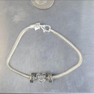 Sterling Silver Best Mom Charm Bracelet size 7-7.5